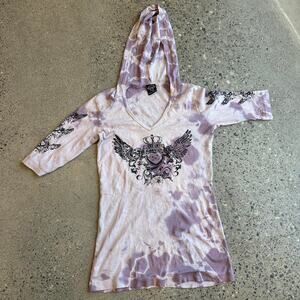 Sledge USA Women’s M Top Purple Tie-Dye Y2K Early 2000s Grunge Cotton